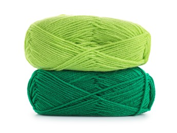 Photo of Two bright skeins of yarn isolated on white