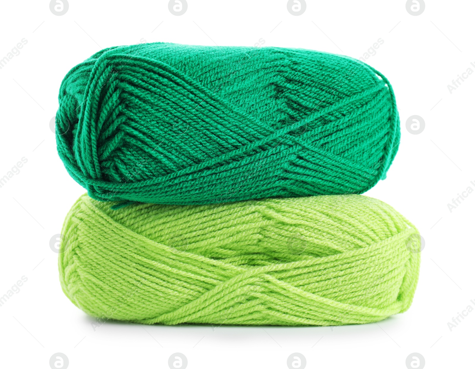 Photo of Two bright skeins of yarn isolated on white