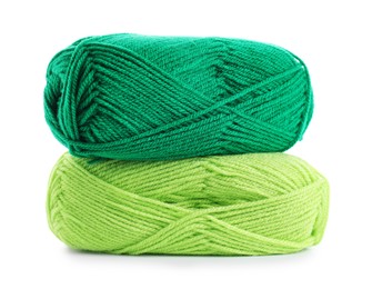 Two bright skeins of yarn isolated on white