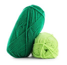 Photo of Two bright skeins of yarn isolated on white