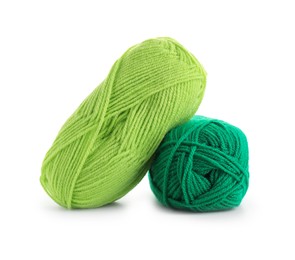 Photo of Two bright skeins of yarn isolated on white