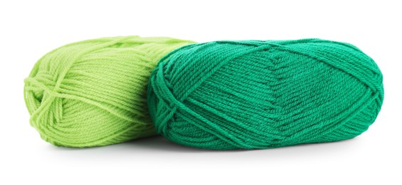 Photo of Two bright skeins of yarn isolated on white