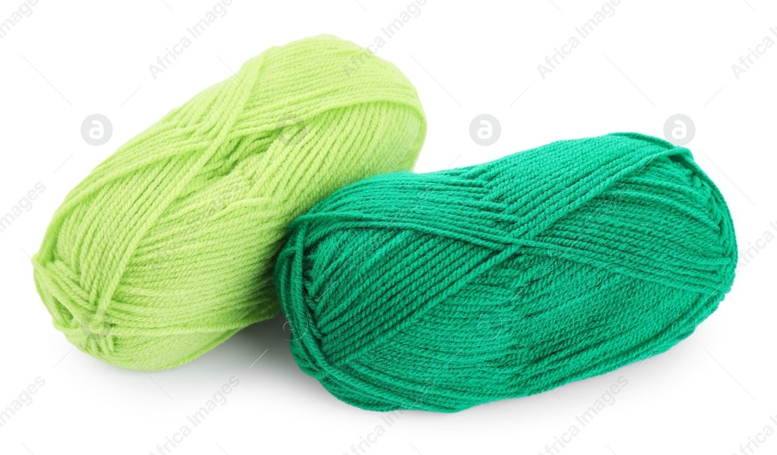 Photo of Two bright skeins of yarn isolated on white