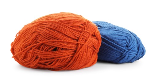 Photo of Two bright skeins of yarn isolated on white