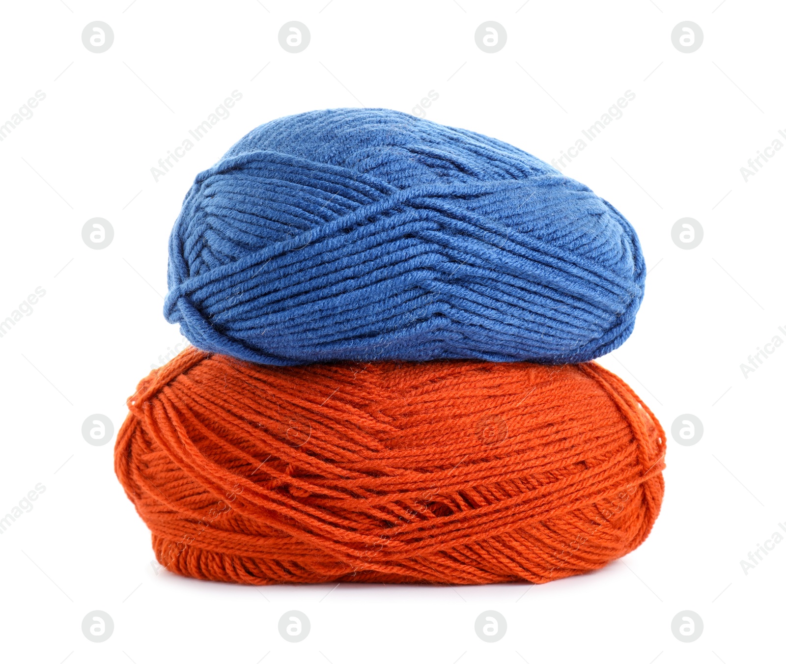 Photo of Two bright skeins of yarn isolated on white