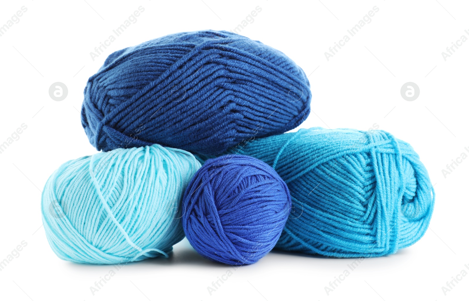 Photo of Many different bright yarns isolated on white