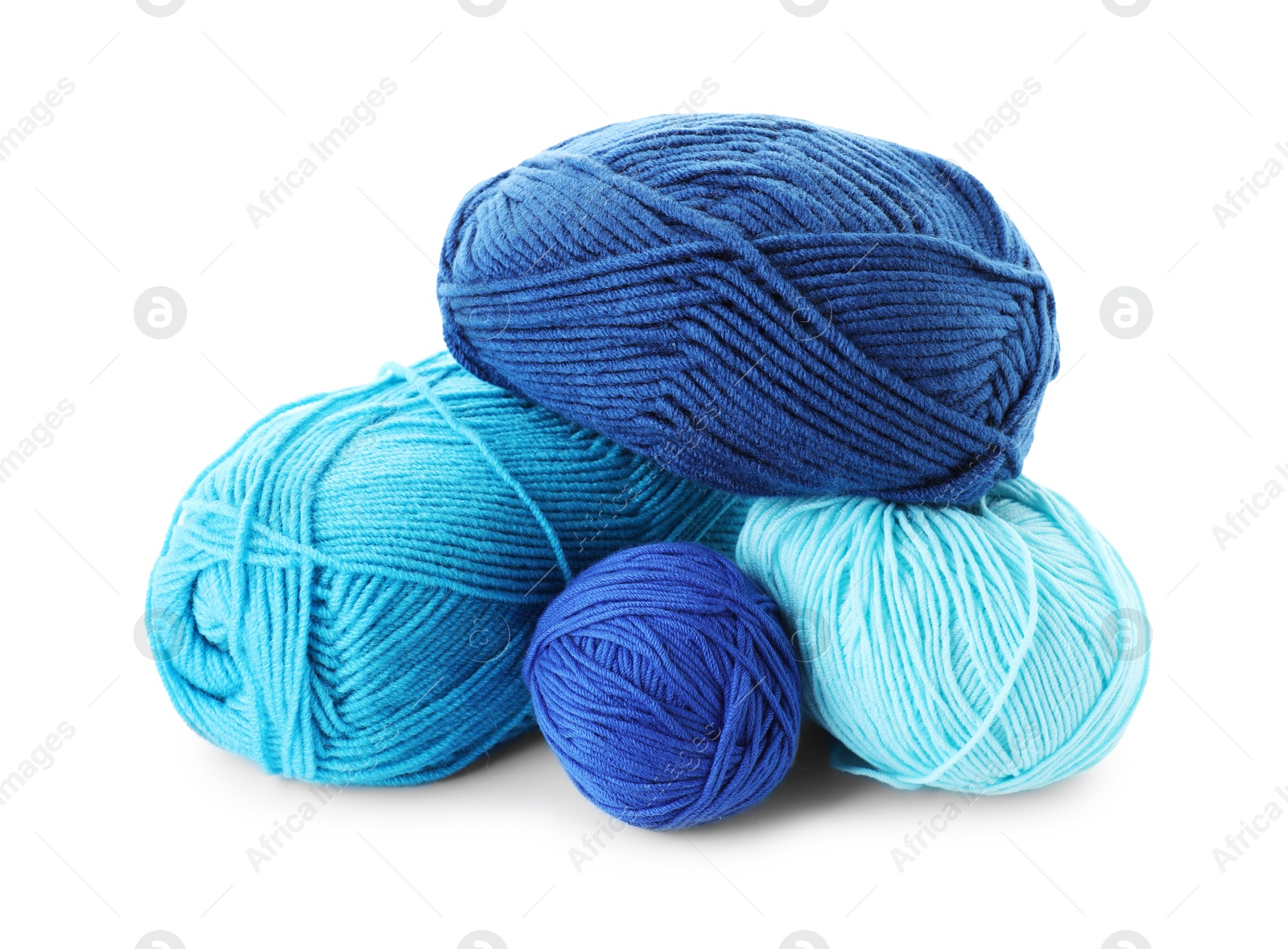 Photo of Many different bright yarns isolated on white