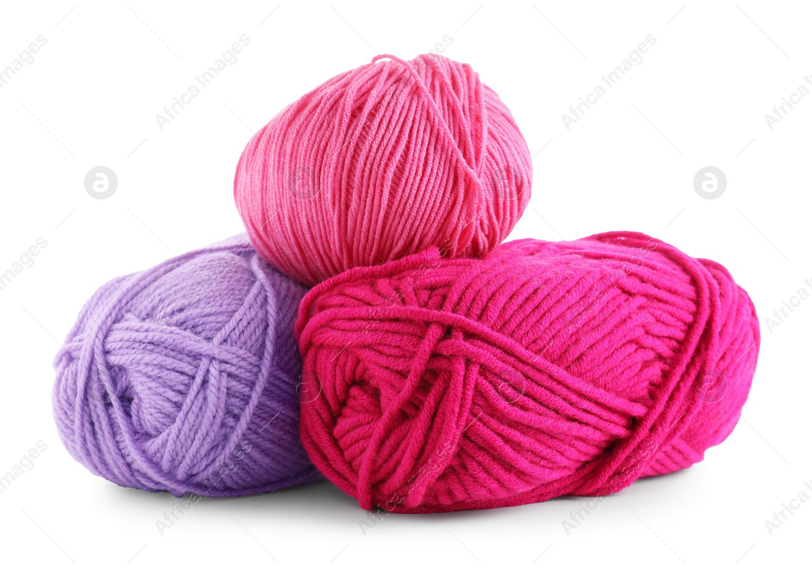 Photo of Many different bright yarns isolated on white