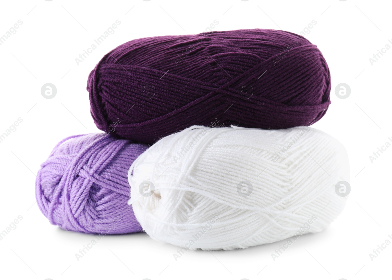 Photo of Many different bright yarns isolated on white