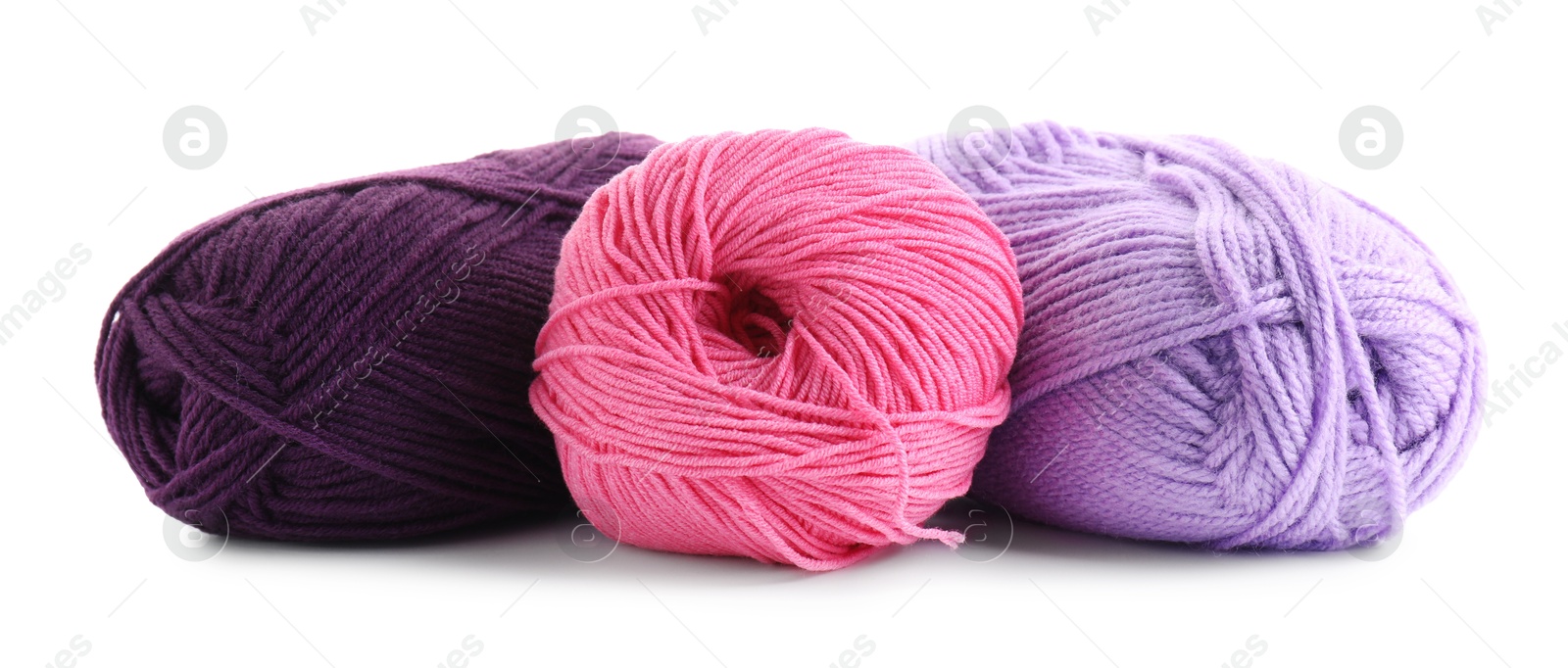 Photo of Many different bright yarns isolated on white