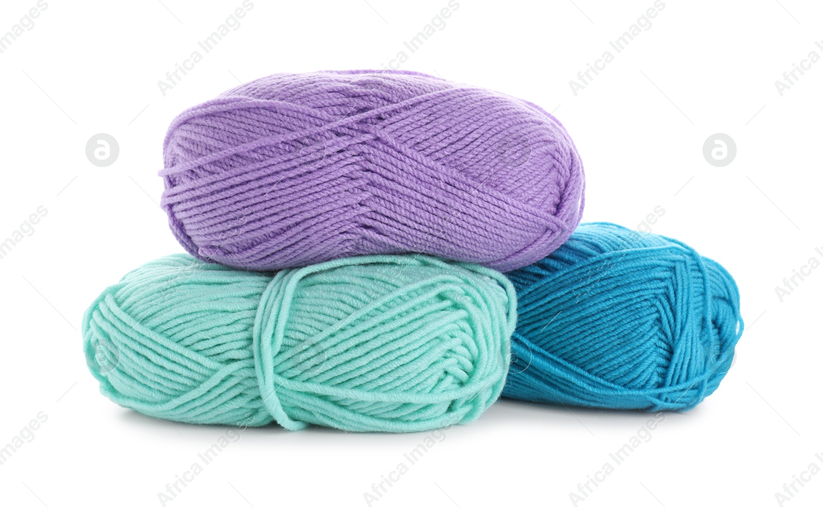 Photo of Many different bright yarns isolated on white