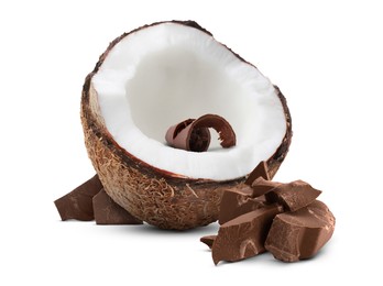 Image of Coconut and sweet chocolate isolated on white