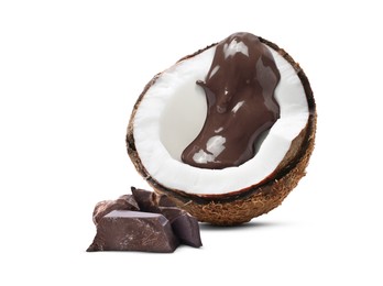 Image of Coconut and dark chocolate isolated on white