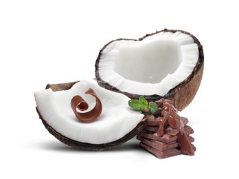 Image of Coconut and sweet chocolate isolated on white