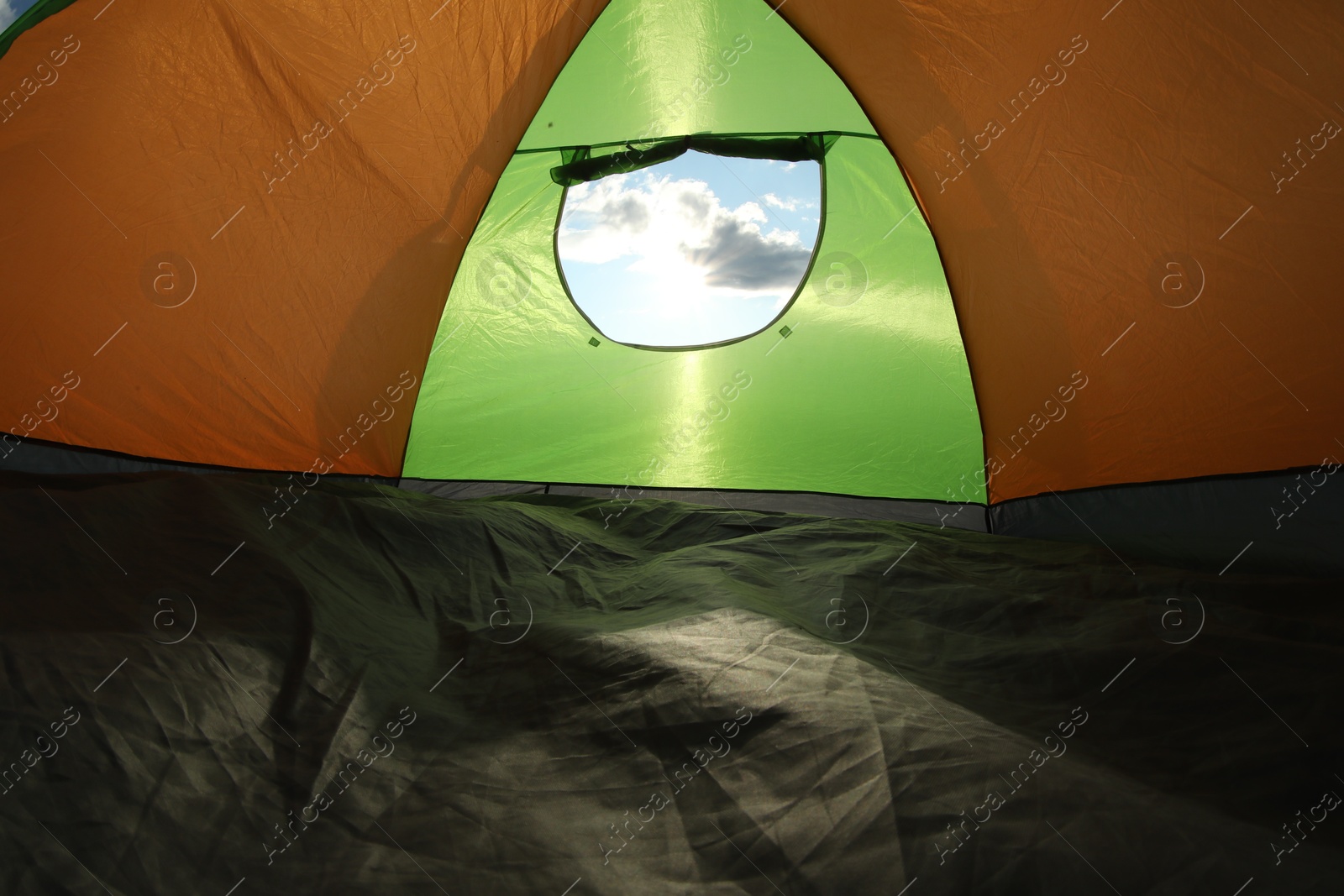 Photo of Picturesque view of blue sky from tent