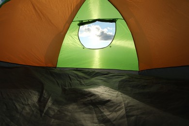 Photo of Picturesque view of blue sky from tent