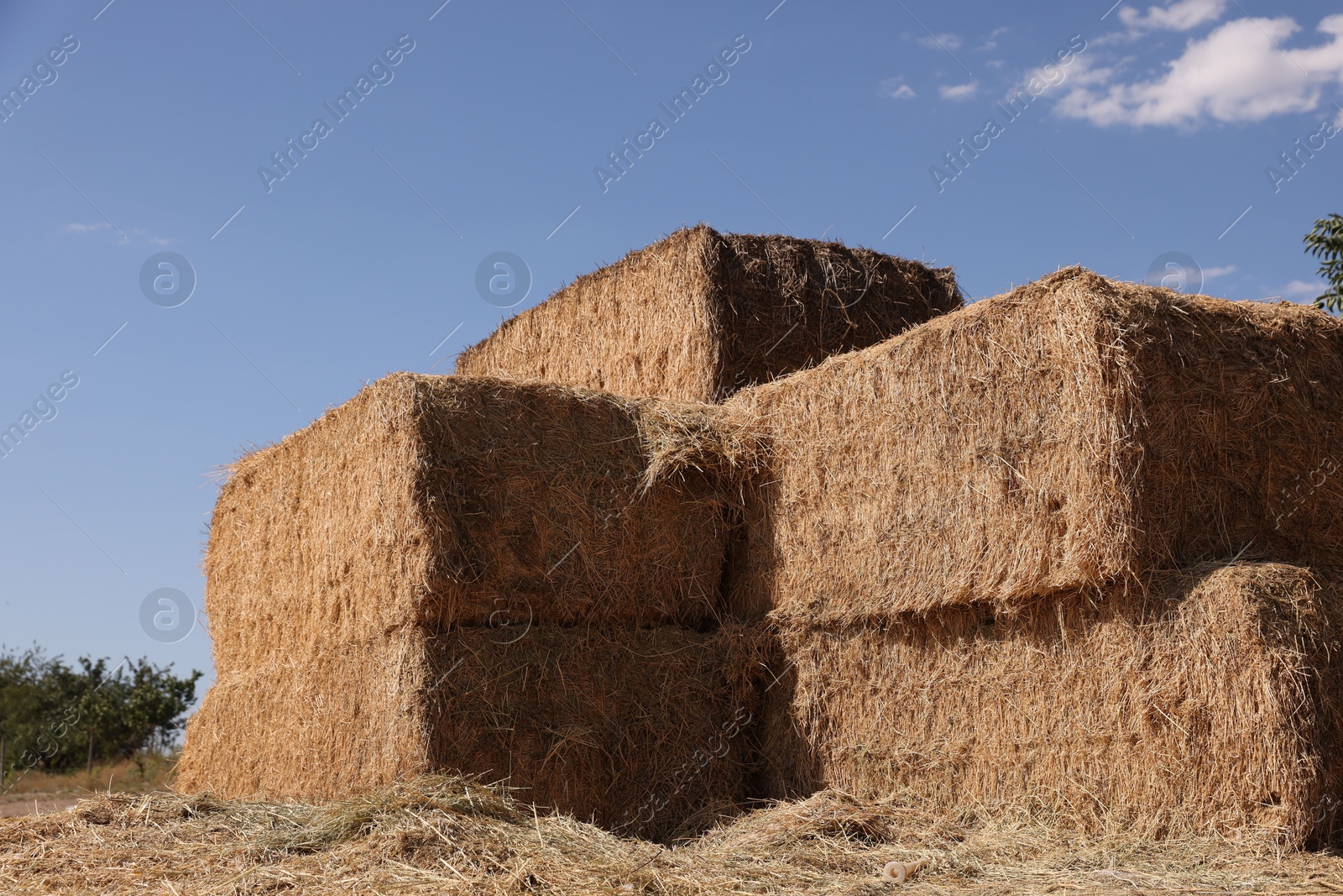 Photo of Bales of hay outdoors on sunny day