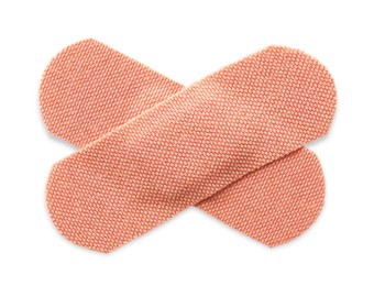 Photo of Medical adhesive bandages isolated on white, top view