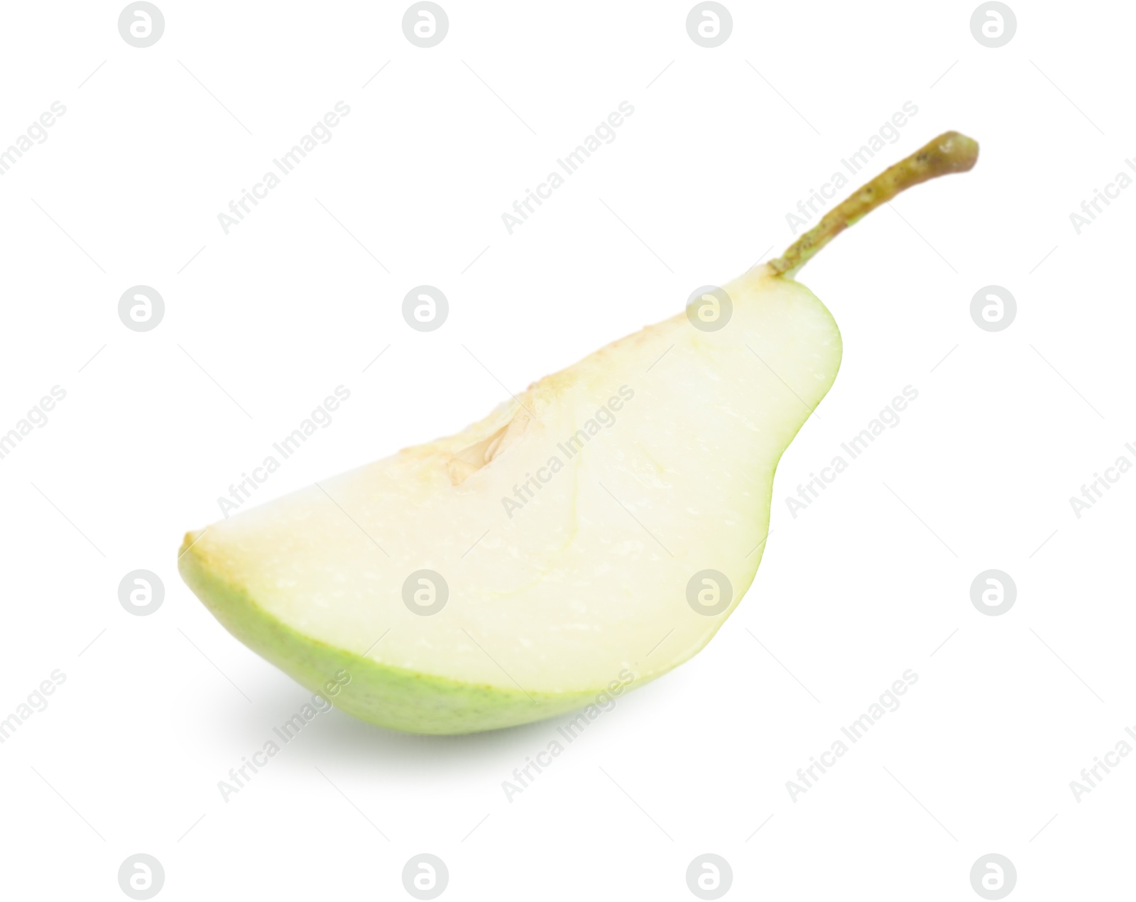 Photo of Cut fresh ripe pear isolated on white