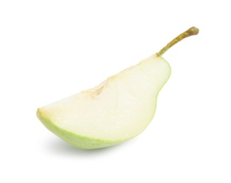 Photo of Cut fresh ripe pear isolated on white