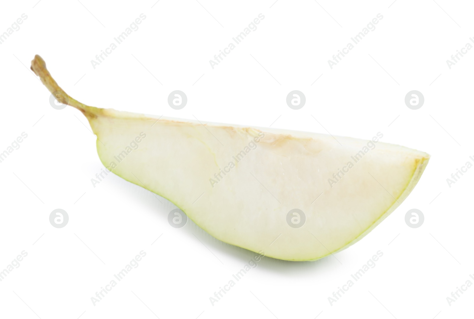 Photo of Cut fresh ripe pear isolated on white