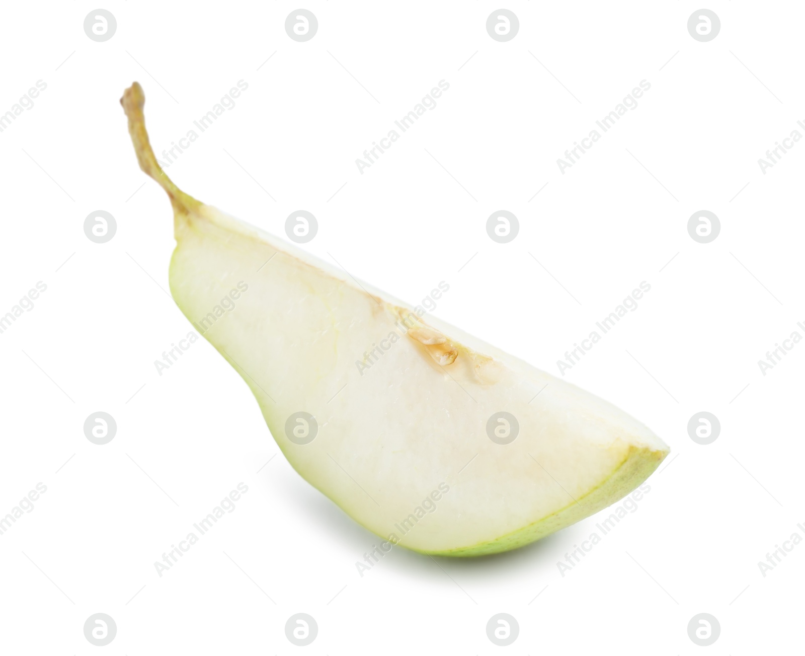 Photo of Cut fresh ripe pear isolated on white