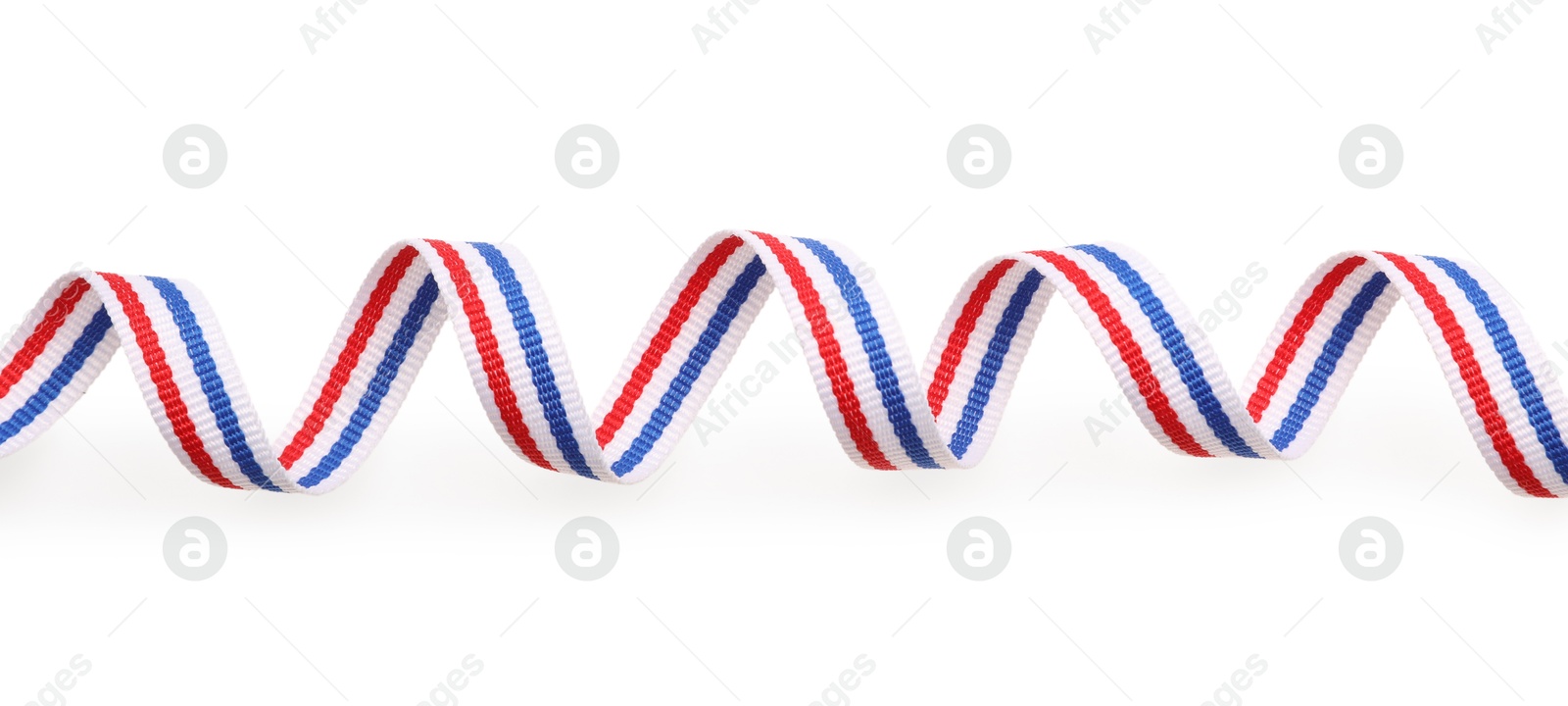 Photo of Ribbon in colors of Netherlands flag isolated on white, top view