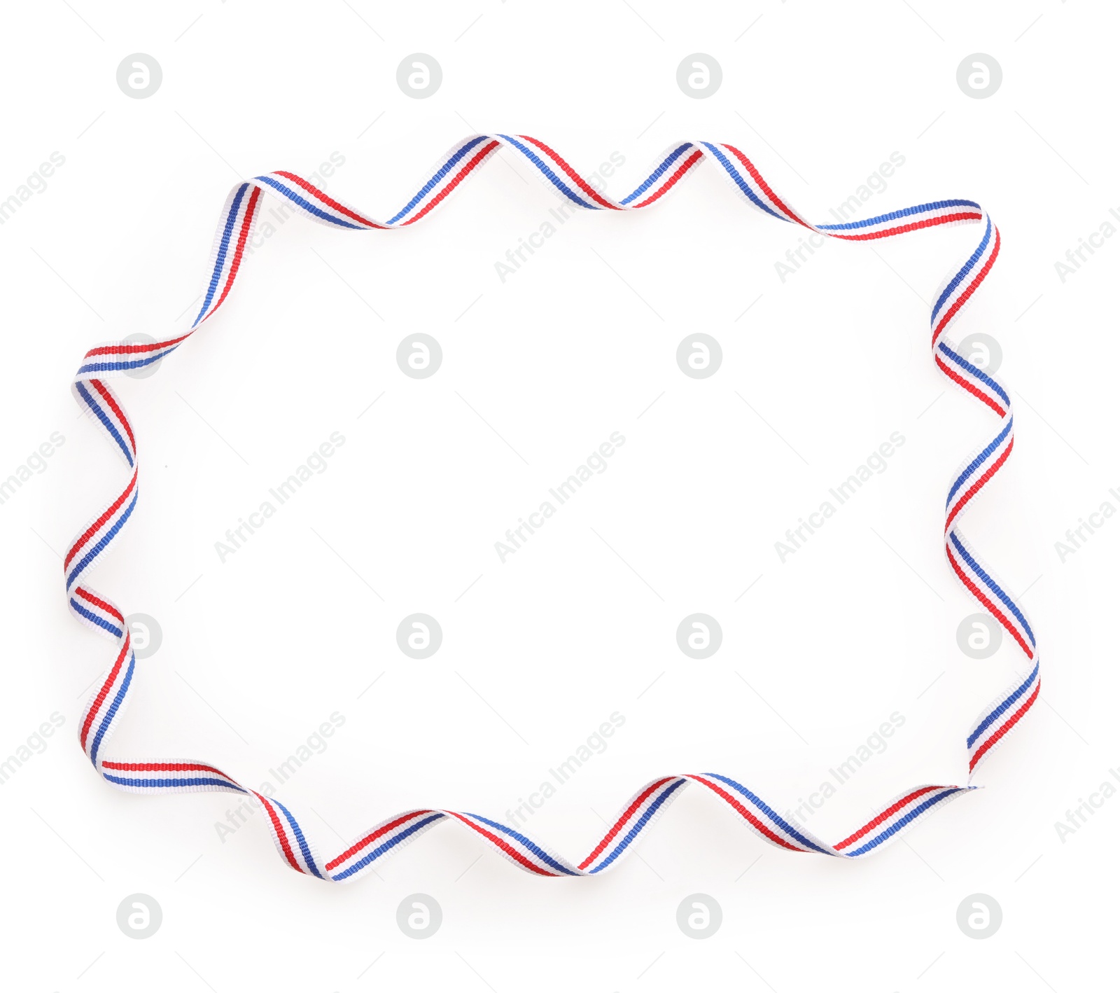 Photo of Ribbon in colors of Netherlands flag isolated on white, top view