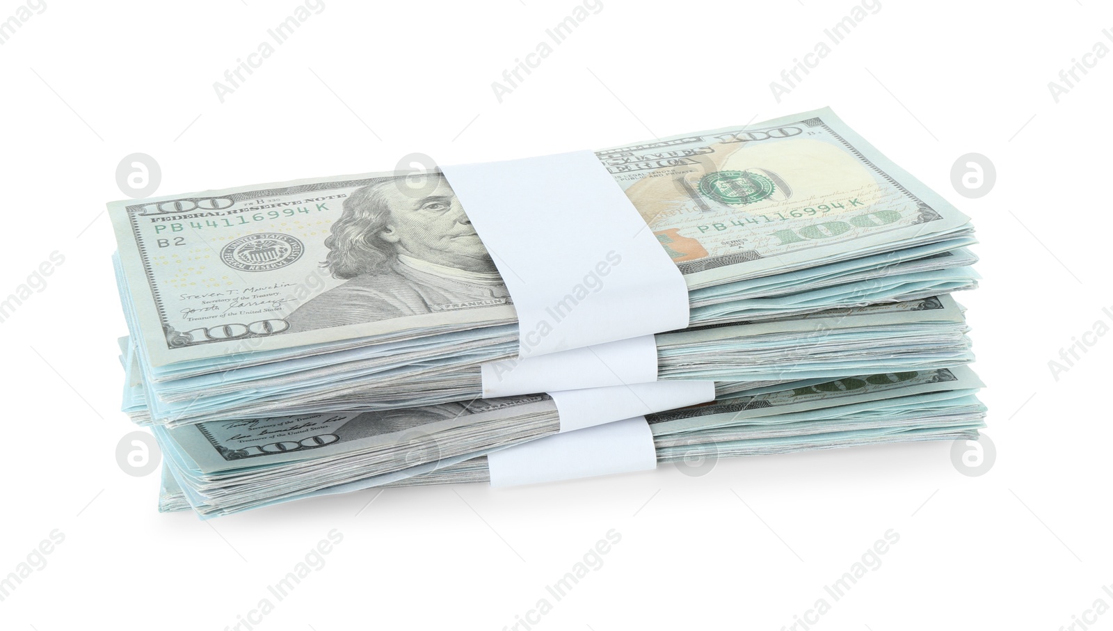 Photo of Stack of dollar banknotes isolated on white