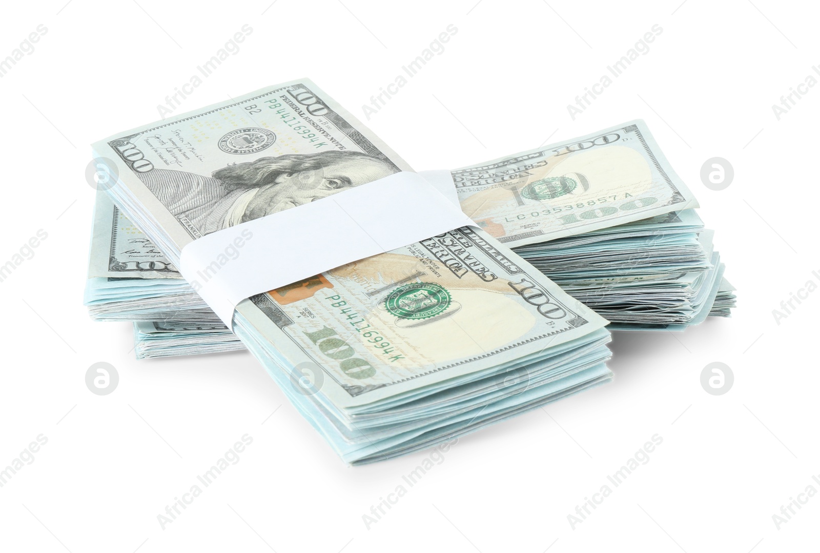 Photo of Dollar banknotes isolated on white. American currency