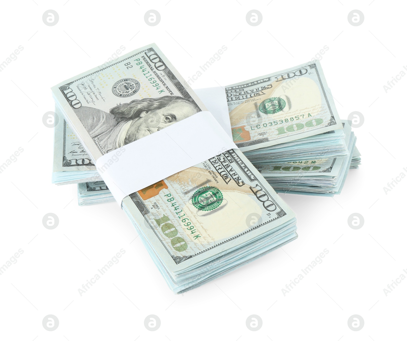 Photo of Dollar banknotes isolated on white. American currency