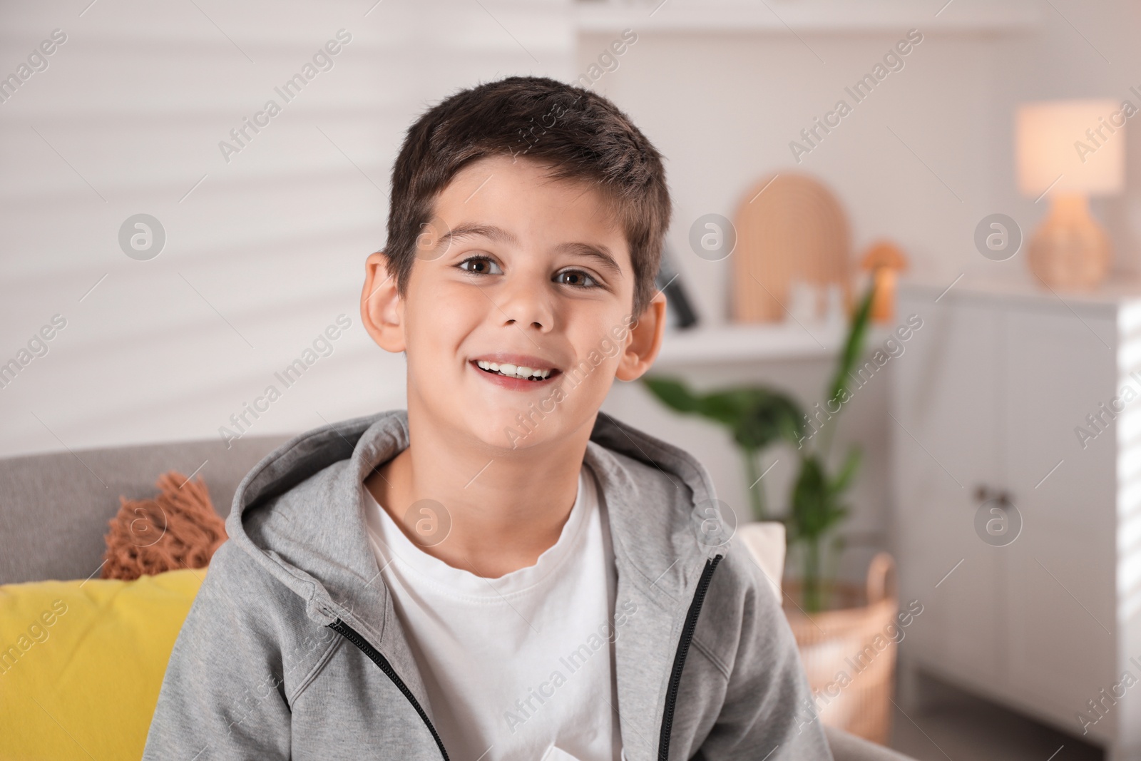 Photo of Portrait of cute little boy at home