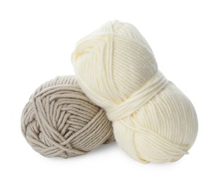 Photo of Skeins of soft yarn for knitting isolated on white