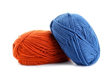 Photo of Two bright skeins of yarn isolated on white