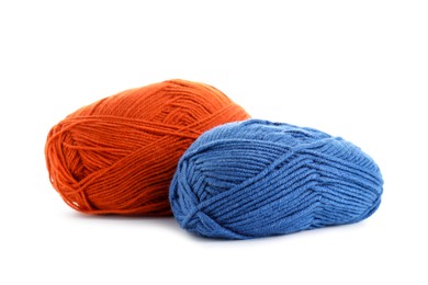 Photo of Two bright skeins of yarn isolated on white