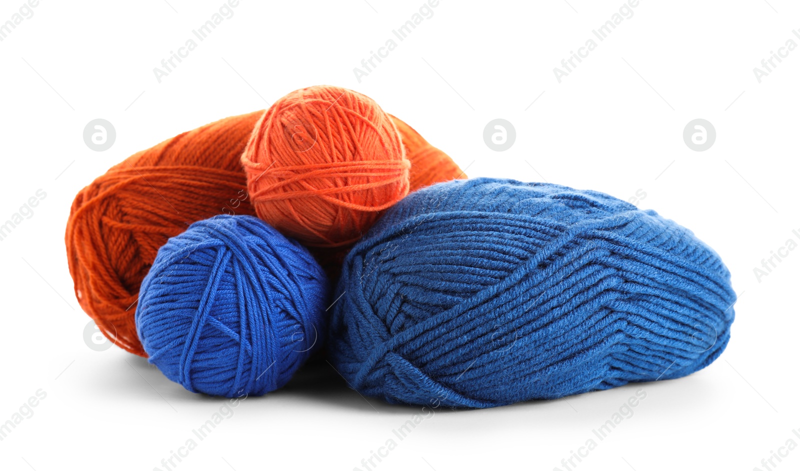 Photo of Many different bright yarns isolated on white