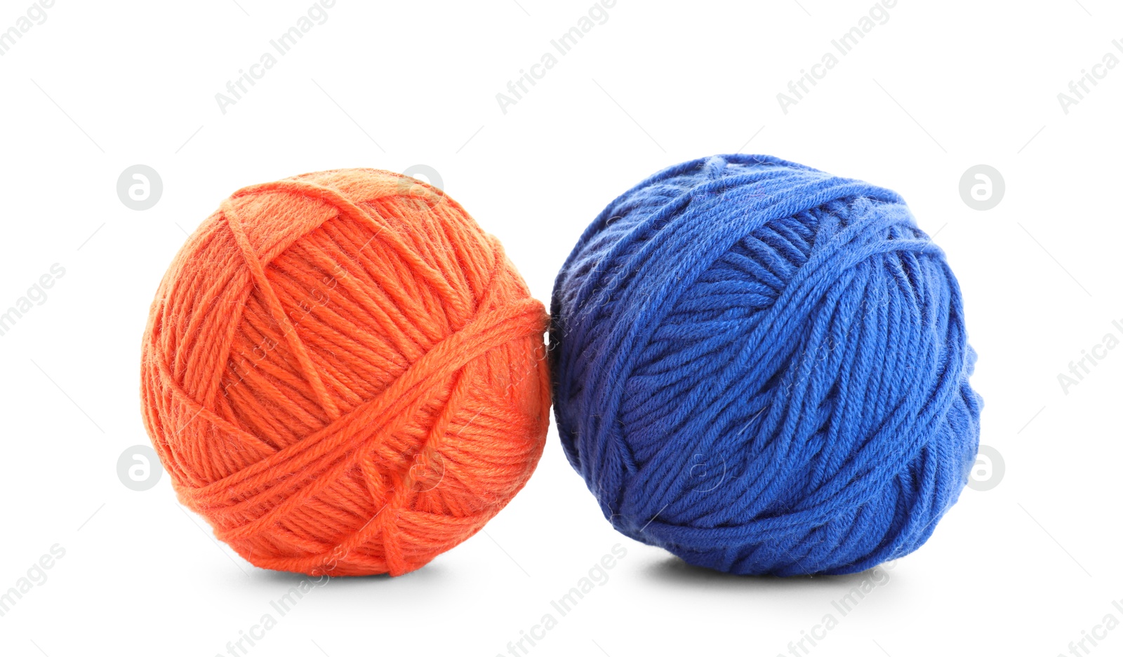 Photo of Two colorful balls of yarns isolated on white