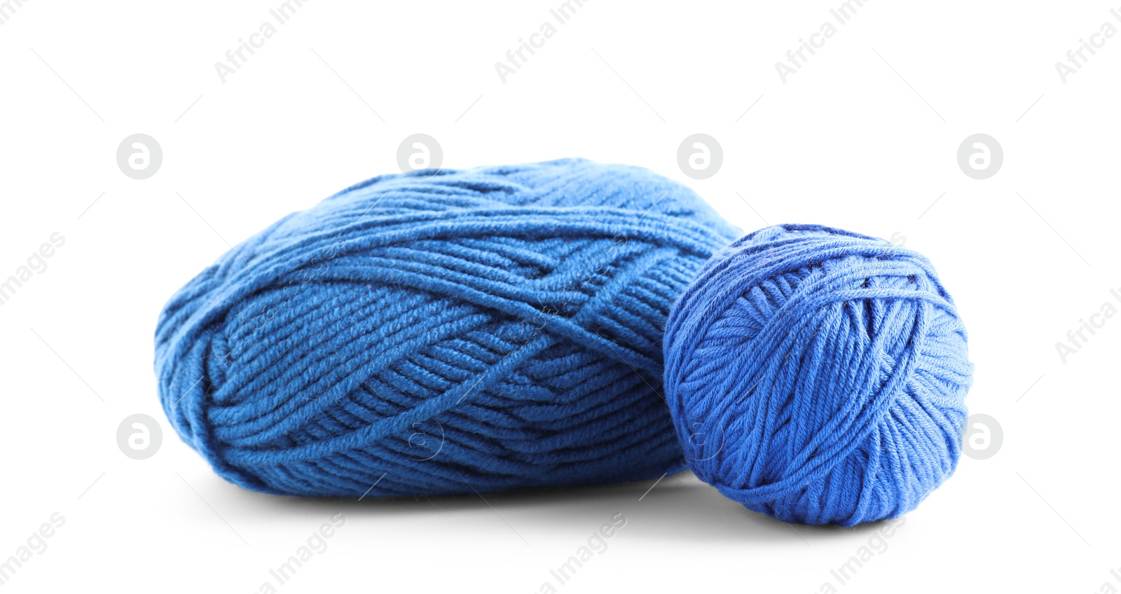 Photo of Two beautiful blue yarns isolated on white