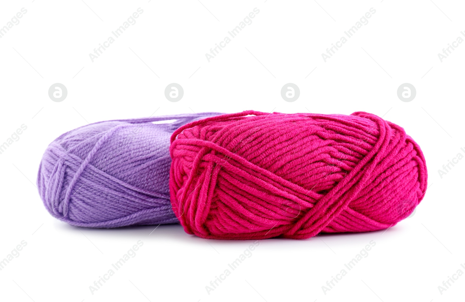 Photo of Two beautiful bright yarns isolated on white