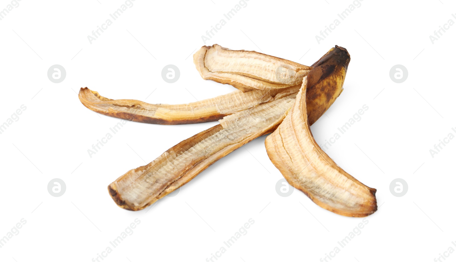 Photo of Banana peel with dark spots isolated on white