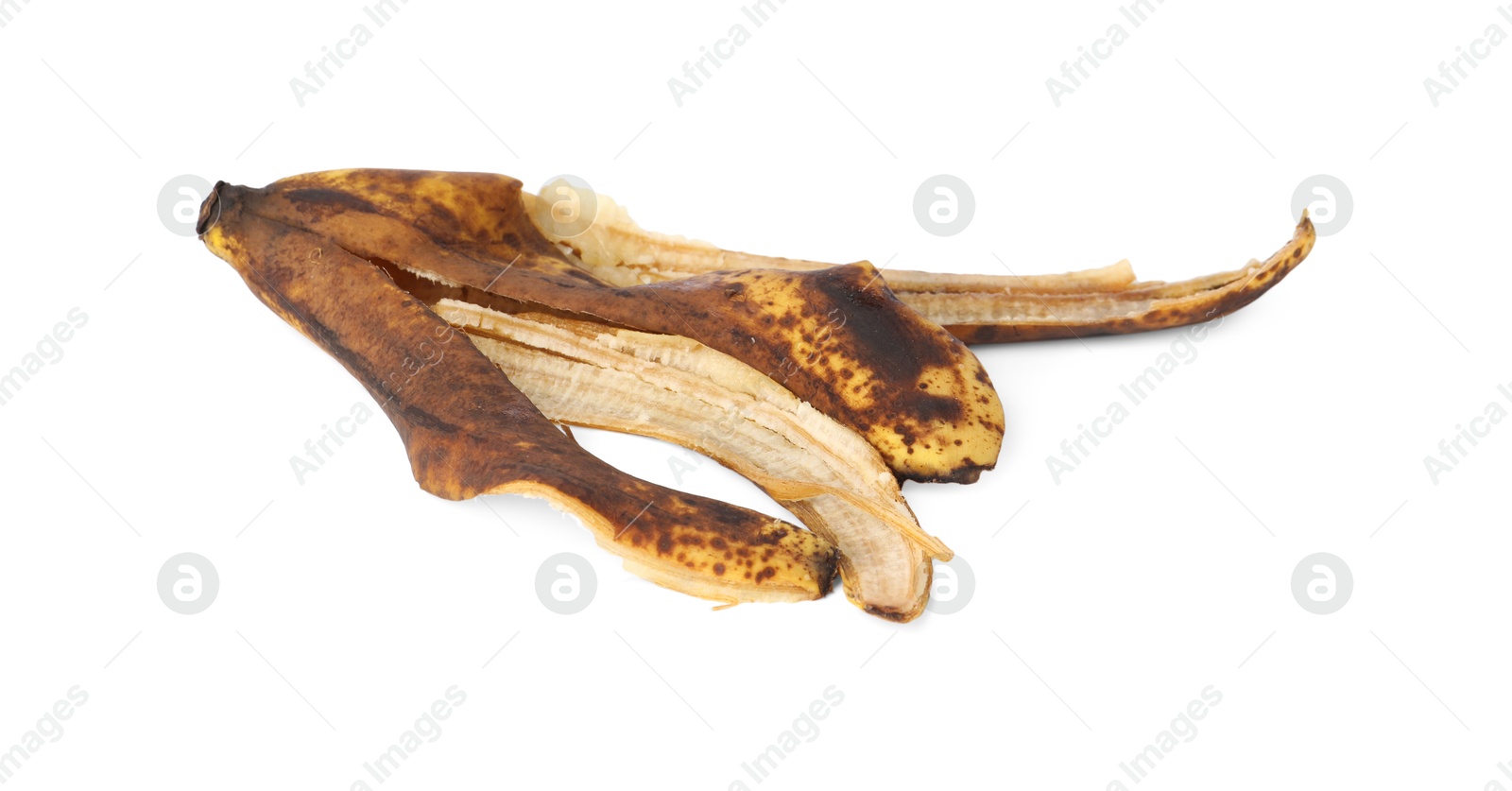 Photo of Banana peel with dark spots isolated on white