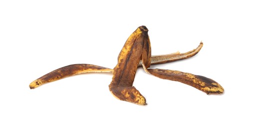 Photo of Banana peel with dark spots isolated on white