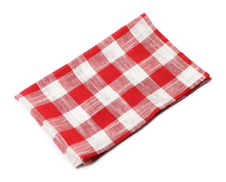 Folded tablecloth with checkered pattern isolated on white