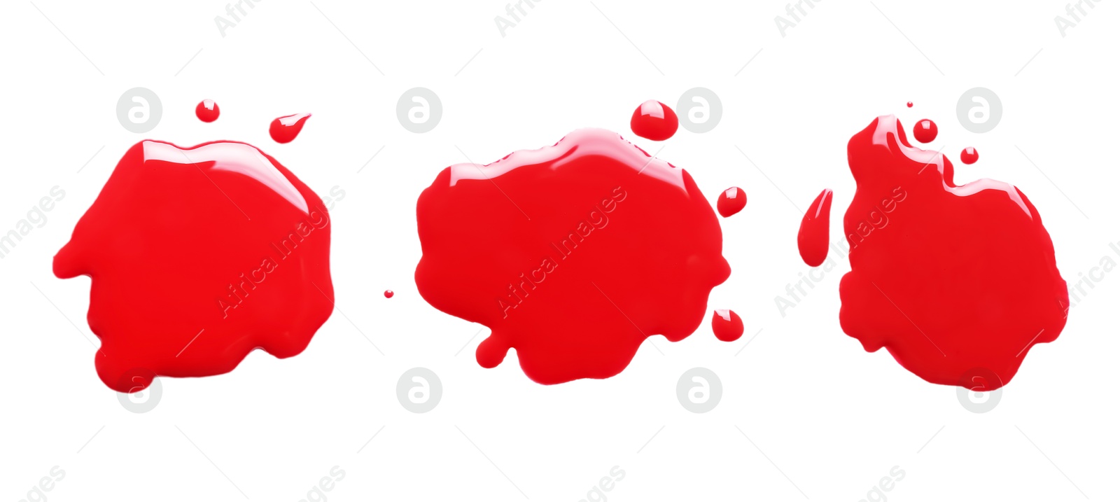 Image of Blots of color printer ink on white background, set. Top view