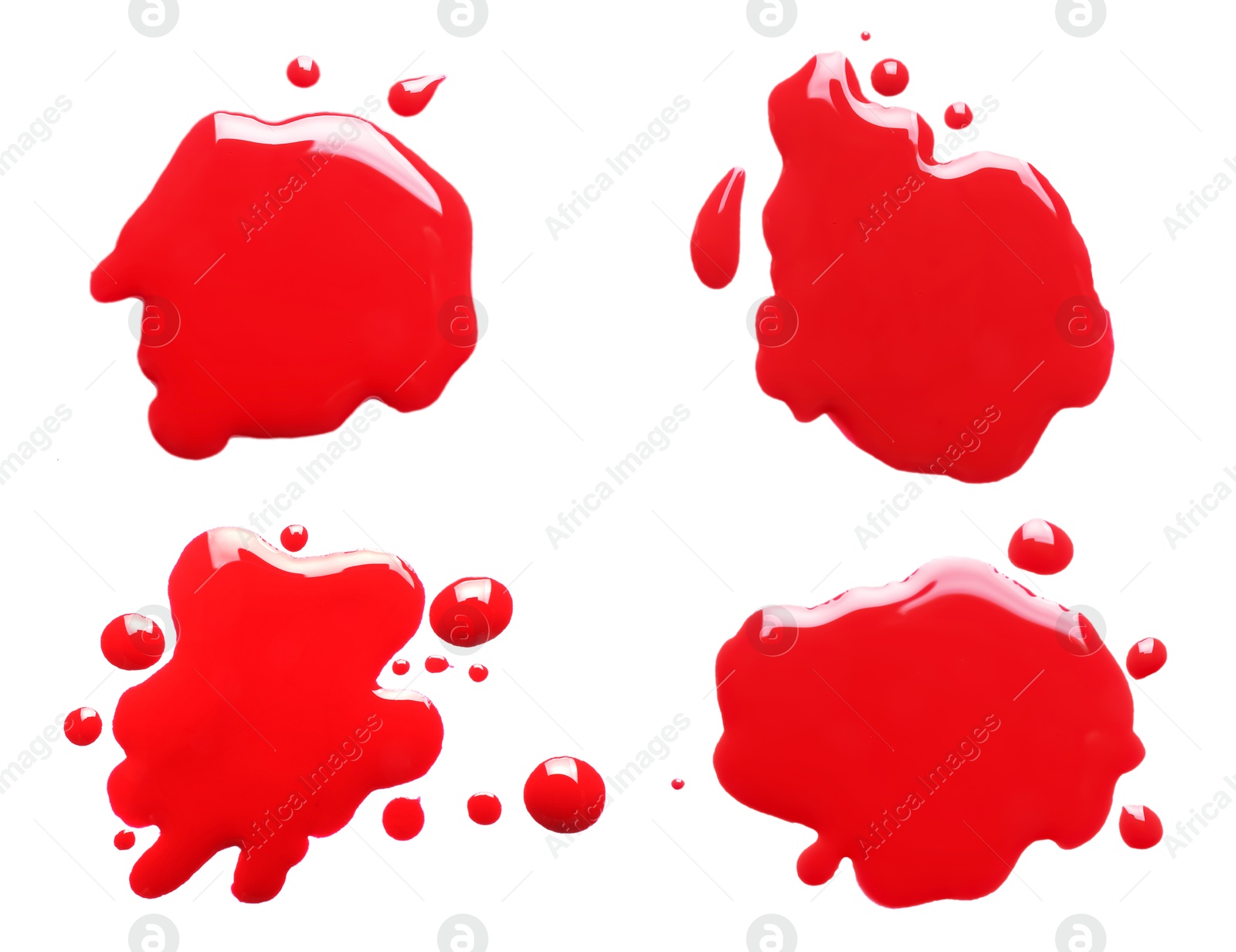 Image of Blots of color printer ink on white background, set. Top view