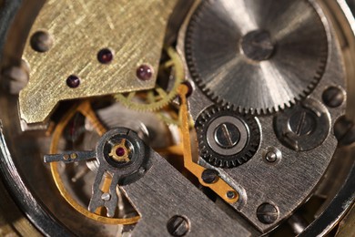 Photo of Mechanism of vintage wrist watch, top view