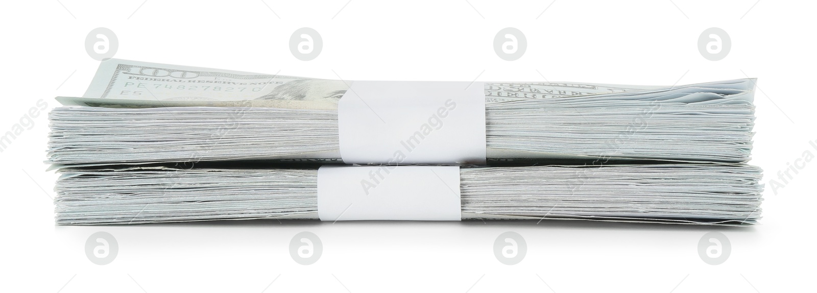 Photo of Stack of dollar banknotes isolated on white