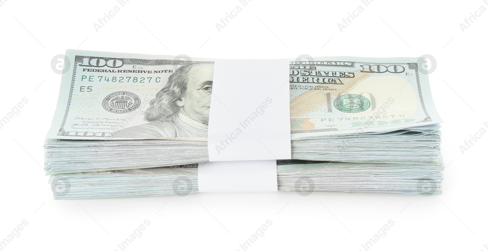 Photo of Stack of dollar banknotes isolated on white