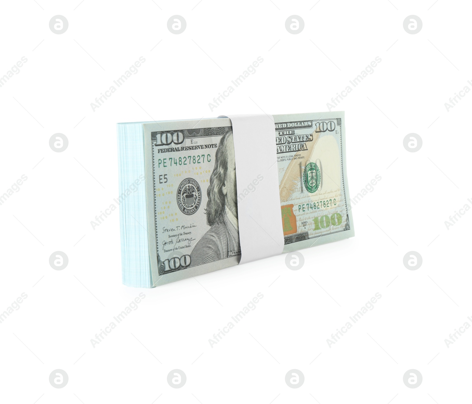 Photo of Stack of dollar banknotes isolated on white