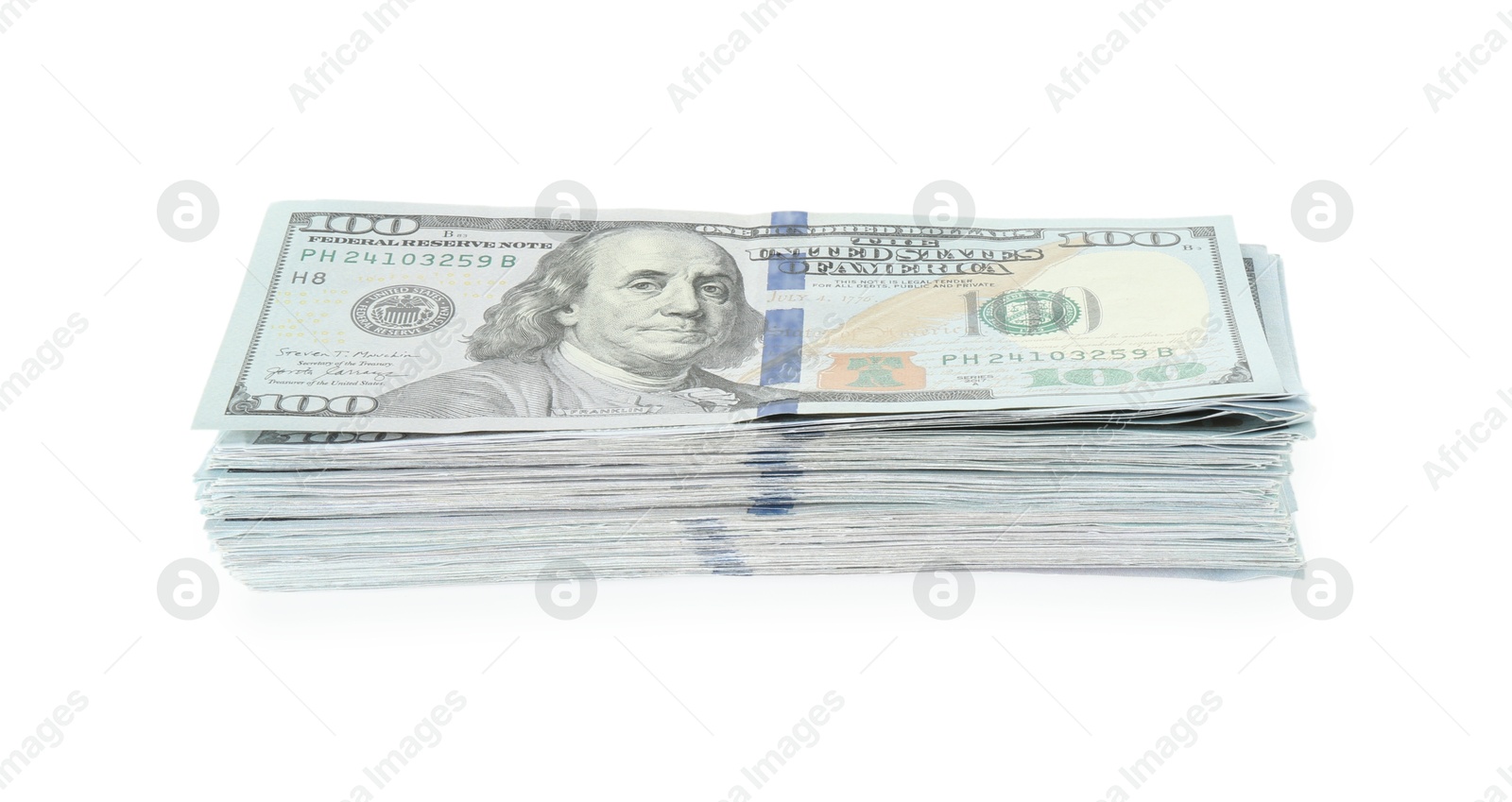 Photo of Stack of dollar banknotes isolated on white